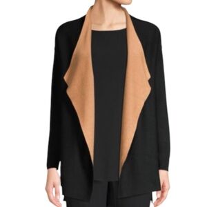 Eileen Fisher Silk & Organic Cotton Cascading Cardigan Black/Clay XL